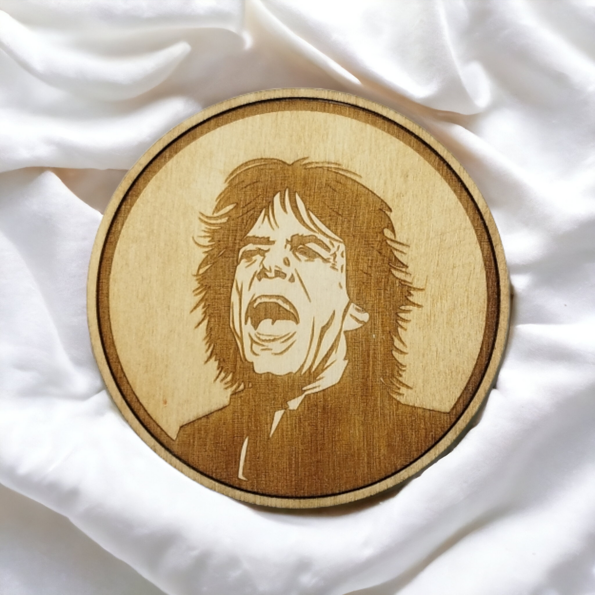 Set of 4 Rolling Stones Wooden Coasters - Handmade Gift - Housewarming - Wood Kitchenware-6