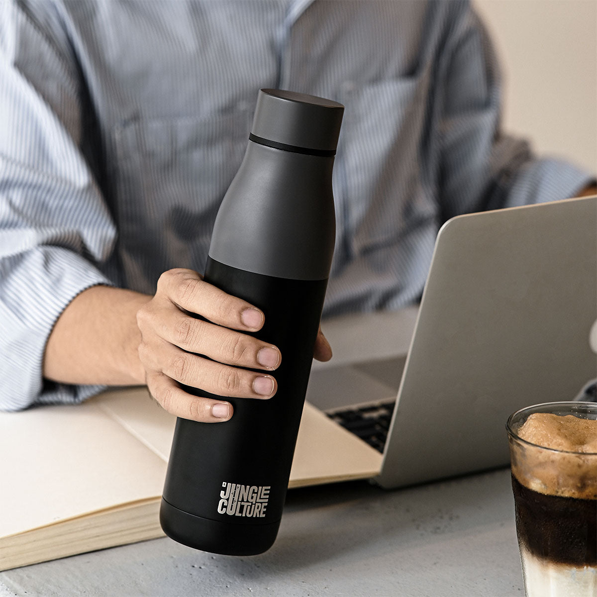 Reusable Stainless Steel Water Bottle (Matt Effect Black)-10