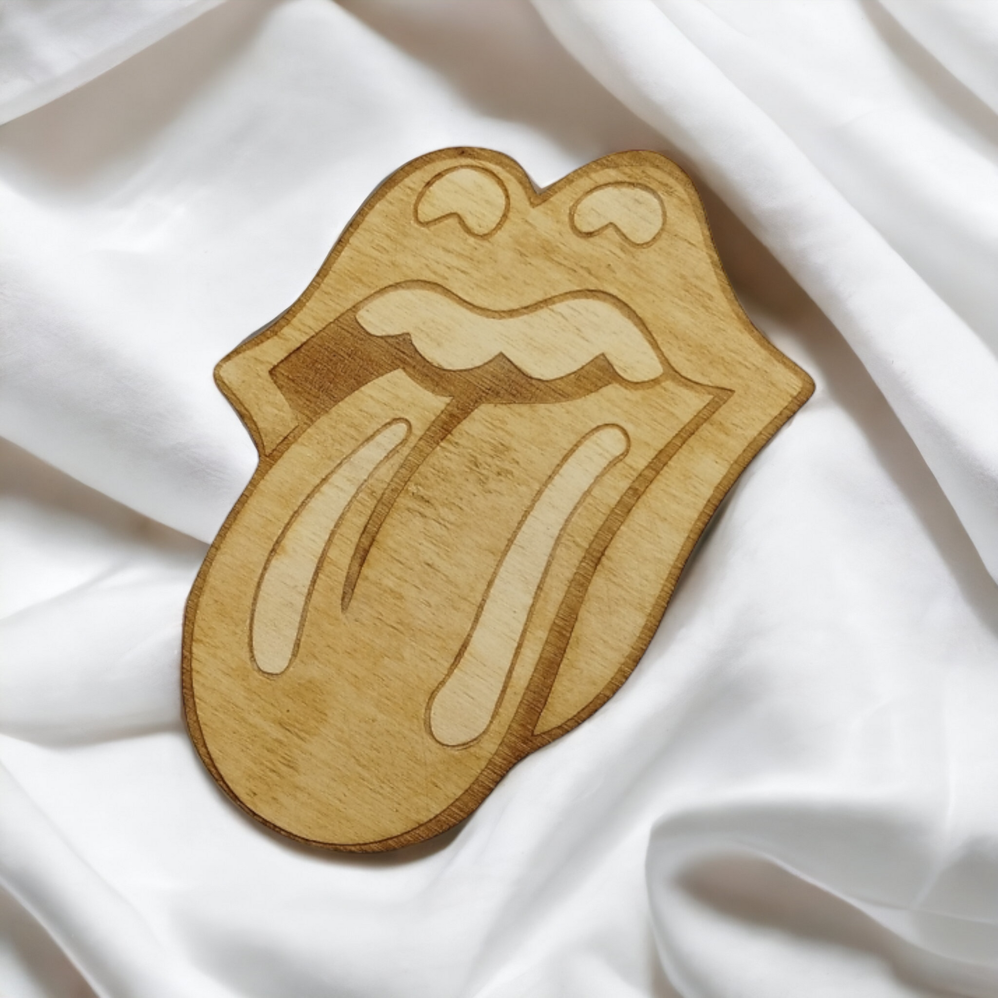 Set of 4 Rolling Stones Wooden Coasters - Handmade Gift - Housewarming - Wood Kitchenware-3